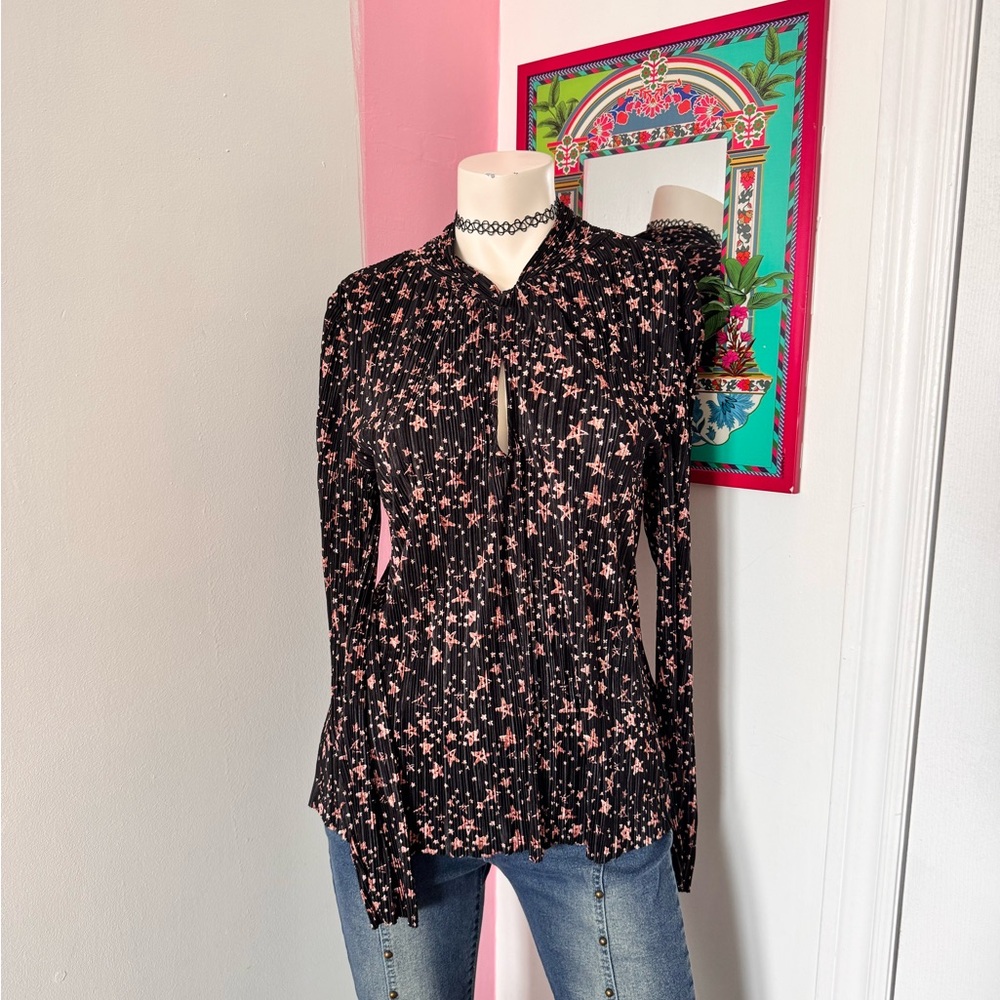 Topshop Black and Pink Starry Blouse